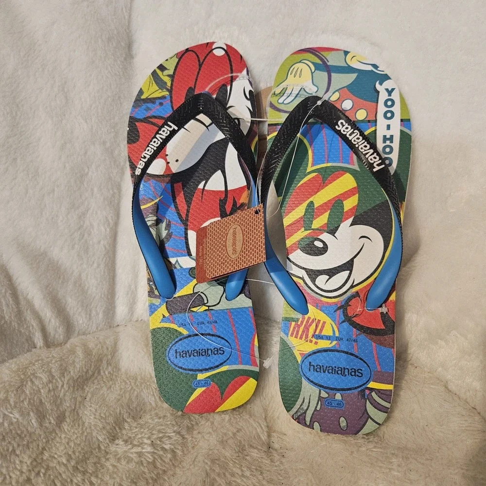 Havaianas Men's Disney Flip Flops Mickey Mouse‎ Pluto Size 13 EUR 45/46 NWT